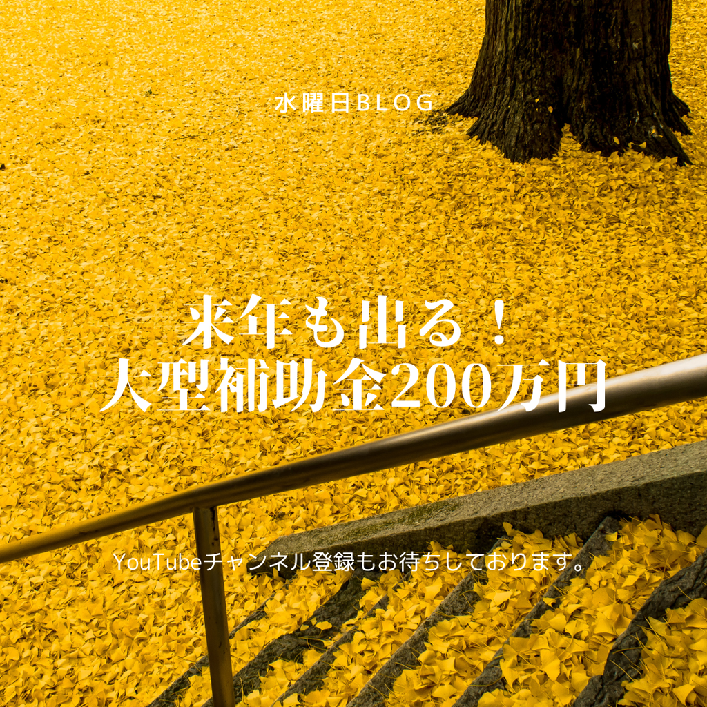 今年も出る！大型補助金200万円