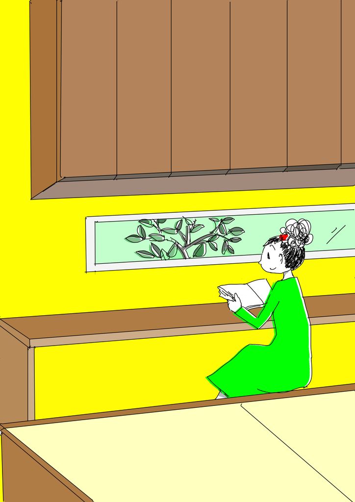 小上がり和室に腰かけて